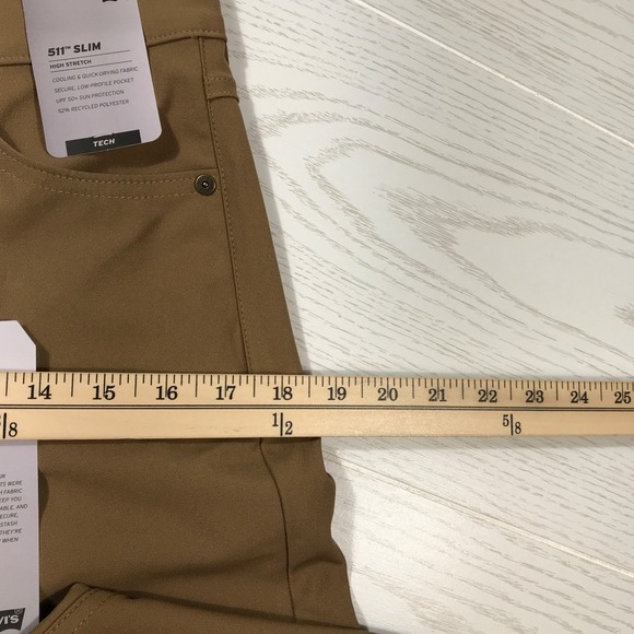 Levi's 511 Slim Tech Pants Men 30x30 Brown Quick Dry Breathable Stretch New - Picture 4 of 16
